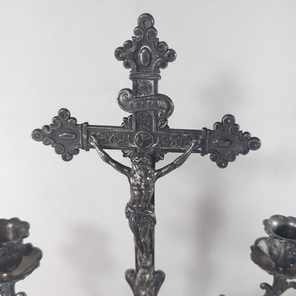 Vtg 1996 Homan Sick-Call Outfit Last Rites Silverplate Cross Crucifix Catholic - Picture 2 of 15